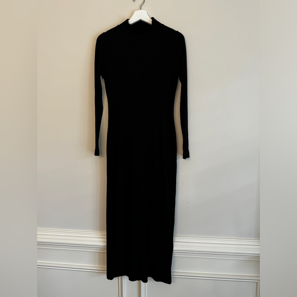 Whistles Mockneck Ribbed Midi Longsleeve Dress NWT